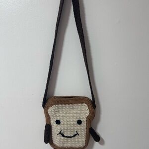 Crochet Toast Crossbody Bag - Brown and Cream